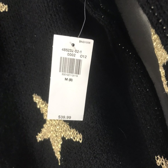NWT Old Navy Star Sweater Girl's M 8 Black Gold Long Sleeve - Picture 3 of 7